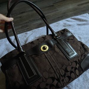 Coach Dark Brown Signature Satchel